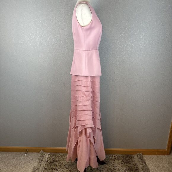Halston Heritage Floor Length Ball Gown Dress Size 6 Layered Organza Skirt Pink - Picture 5 of 8